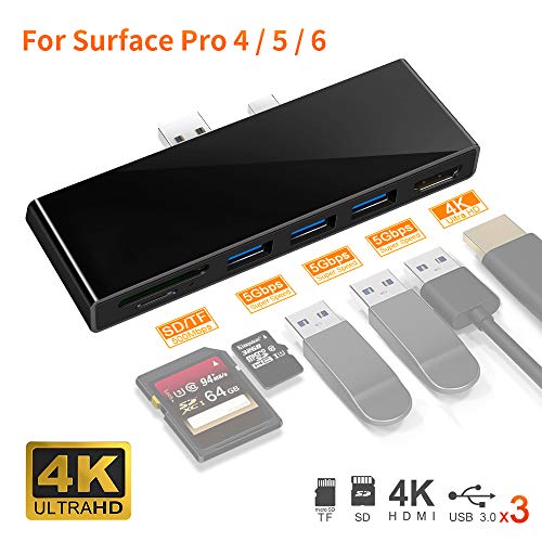Surface Pro 4/Pro 5/Pro 6 Hub Docking Station, Portable Multiport Converter Adapter Card