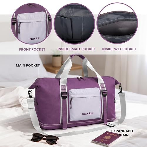 Image of Storite Expandable Travel Duffel Bag, Purple, 55x15x28 cm