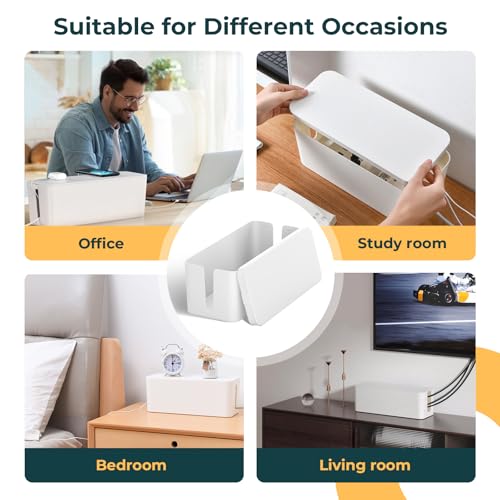 ZUPAPJO Faltbare Kabelbox, Kunststoff Kabel Organizer Box zum Verbergen von Kabeln und Steckdosen, Anti Rutsch, Geeignet für Büro und Zuhause, Weiß (40 x 14,5 x 12,7 cm)