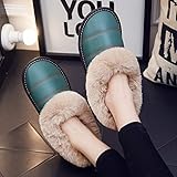Obermaterial: Kunstleder Baumwolle Pantoffeln Cotton Slippers,Grün Kunstleder Maokou Home Warme Weiche, Bequeme Sweat-Absorbent Winter Indoor Bodenbeläge Wasserfest Dick Unten Anti-Slip Männlich Weiblich Paar Student Lo