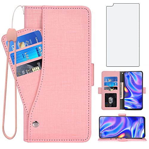 Étui cuir rose Motorola One 5G Asuwish protection intégrale premium pour femme