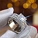 925 Sterling Silver Shiny Full Diamond Gemstone Ring Cubic Zirconia Rings CZ Diamond Multi Row Ring Eternity Engagement Wedding Band Ring for Women (US Code 6)