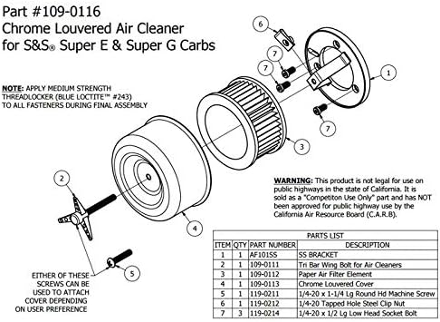 Miniatura 6 de TC Bros. Limpiador de aire con listones cromados para carbohidratos S&S Super E & G