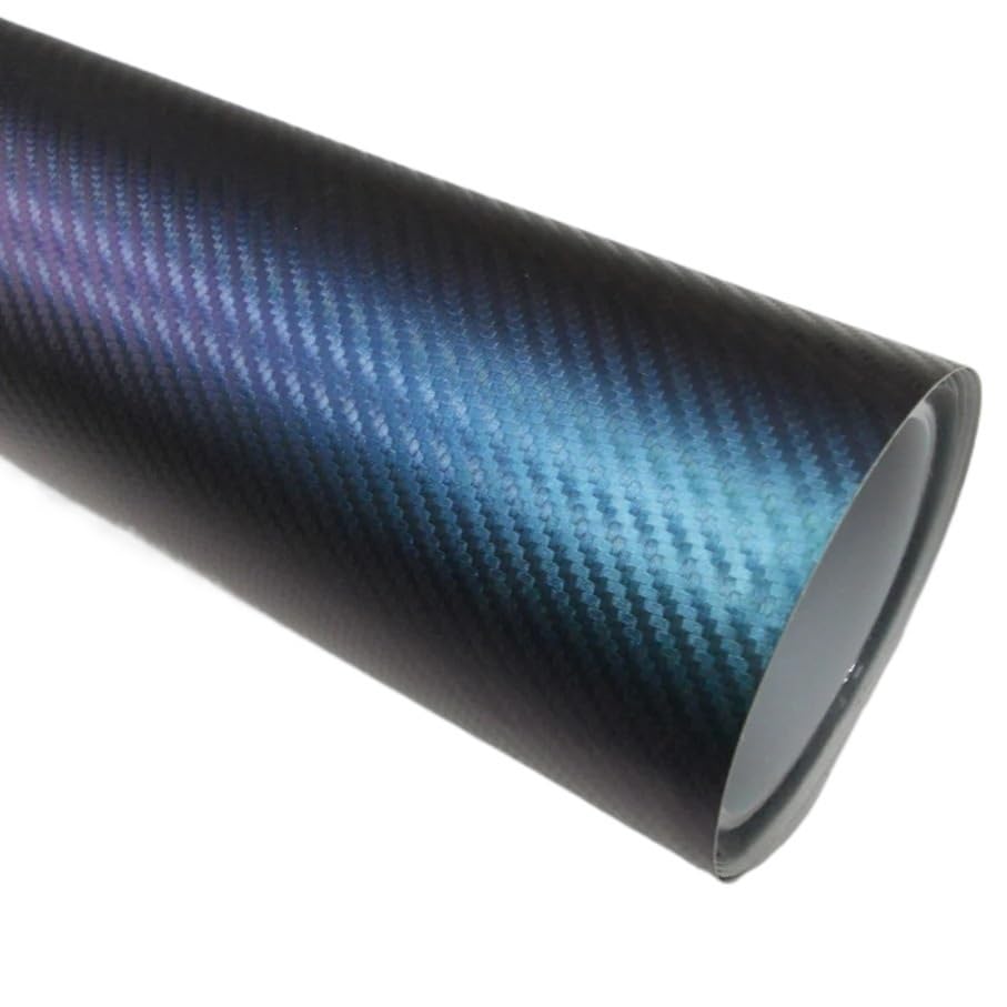Autofolie Hochwertige Blaue bis Violette Chamäleon-Carbonfaser-Vinylfolienrolle(Plain Purpleblue,30CM X 152CM)