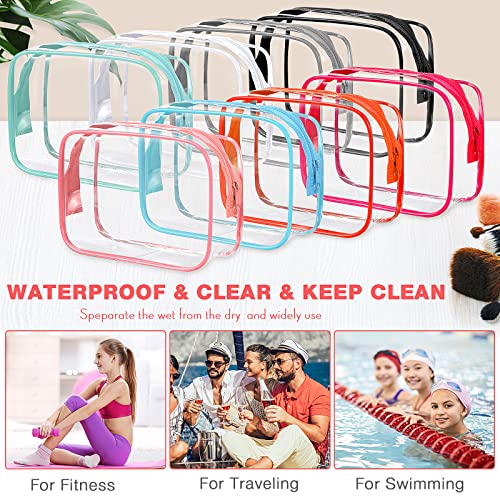 Reginary 16 Pack Clear Cosmetic Bag, Transparent Toiletry Bag Travel Pouch with Zipper Waterproof PVC Plastic Organizer Case for Women Men Traveling Vacation Organization Business Trip Home, 8 Colors4