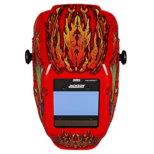 Image of Jackson Safety Ultra-Lightweight Insight Digital Variable Auto Darkening Filter Welding Helmet, Nylon, Halo X, Flaming Butterfly, Universal Size, 46109