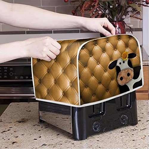 Image of Talayituse Cow Sunflower Print 4 Slice Toaster Covers Dust Protection Bread Maker Covers Toaster Oven Cloth Cover Kitchen Accessories Washable Appliance Cover