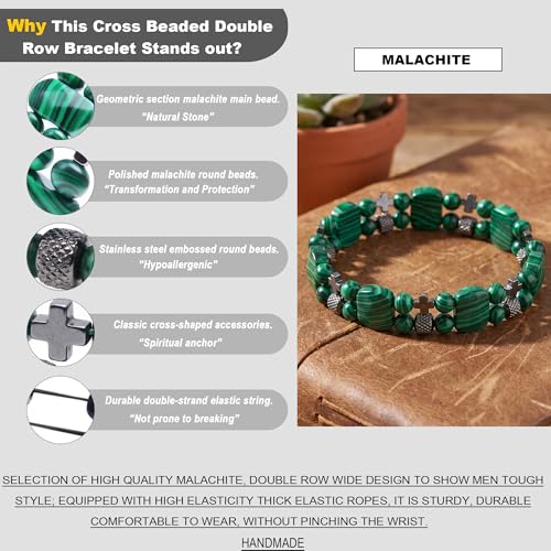 Pulsera Cruz para Hombre con Piedras Naturales miniatura 2