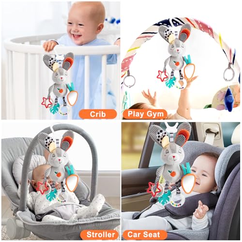 Image of Baby Hanging Toys 0-12 Months - Interactive Stroller & Car Seat Toy with Jingle Sounds, Clinking Rings & Detachable Links | Safe Developmental Toys for Activity Gyms, Infant Baby Crib Mobile