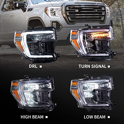 Led Headlight Assembly For 2019 2020 2021 Gmc Sierra 1500 Oe Style W/Led Turn Signal Light Chrome Interior Headlamps Right Passenger Side 84772476 84507049 84621807 84989881 85535170 #TOP1