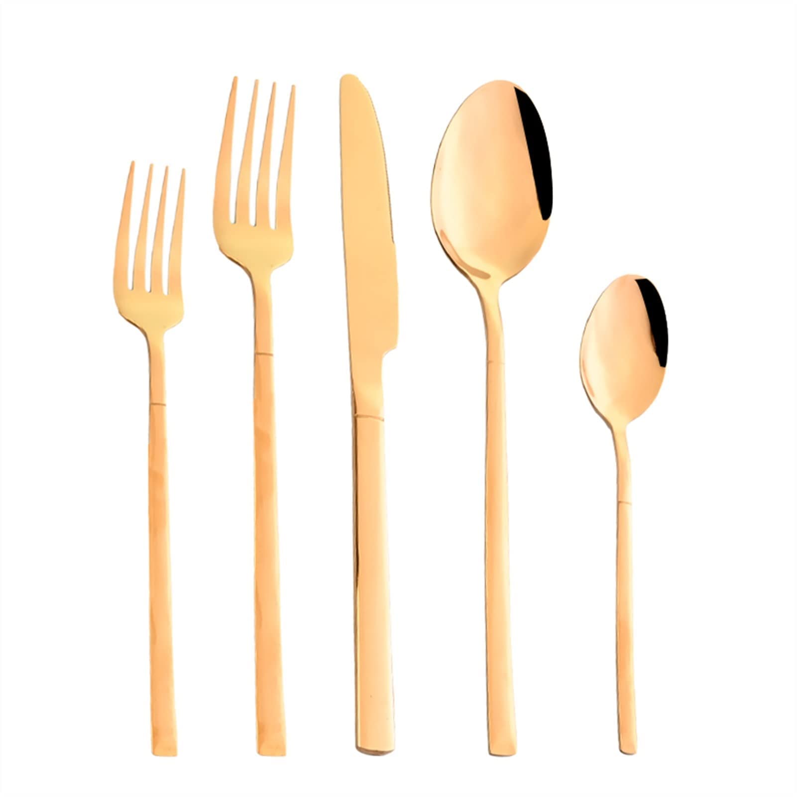 Bestecksets 10-teilig 2er-Set Goldschwarzes Geschirrset Edelstahl-Besteckset Besteck verspiegelt Messer Dessertgabel und tragbares Reisebesteck Essges