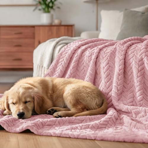 Image of Exclusivo Mezcla Fleece Blanket King Size for Bed, Pink Soft Plush Bed Blanket, Lightweight Flannel Throws for All Seasons, 90x104 Inches