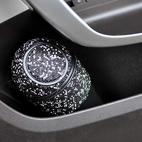 Image of Bling Rhinestone Auto Garbage Can Car Trash Can with Lid Mini Garbage Bin for Automotive Car, Home, Office, Kitchen, Bedroom (C)