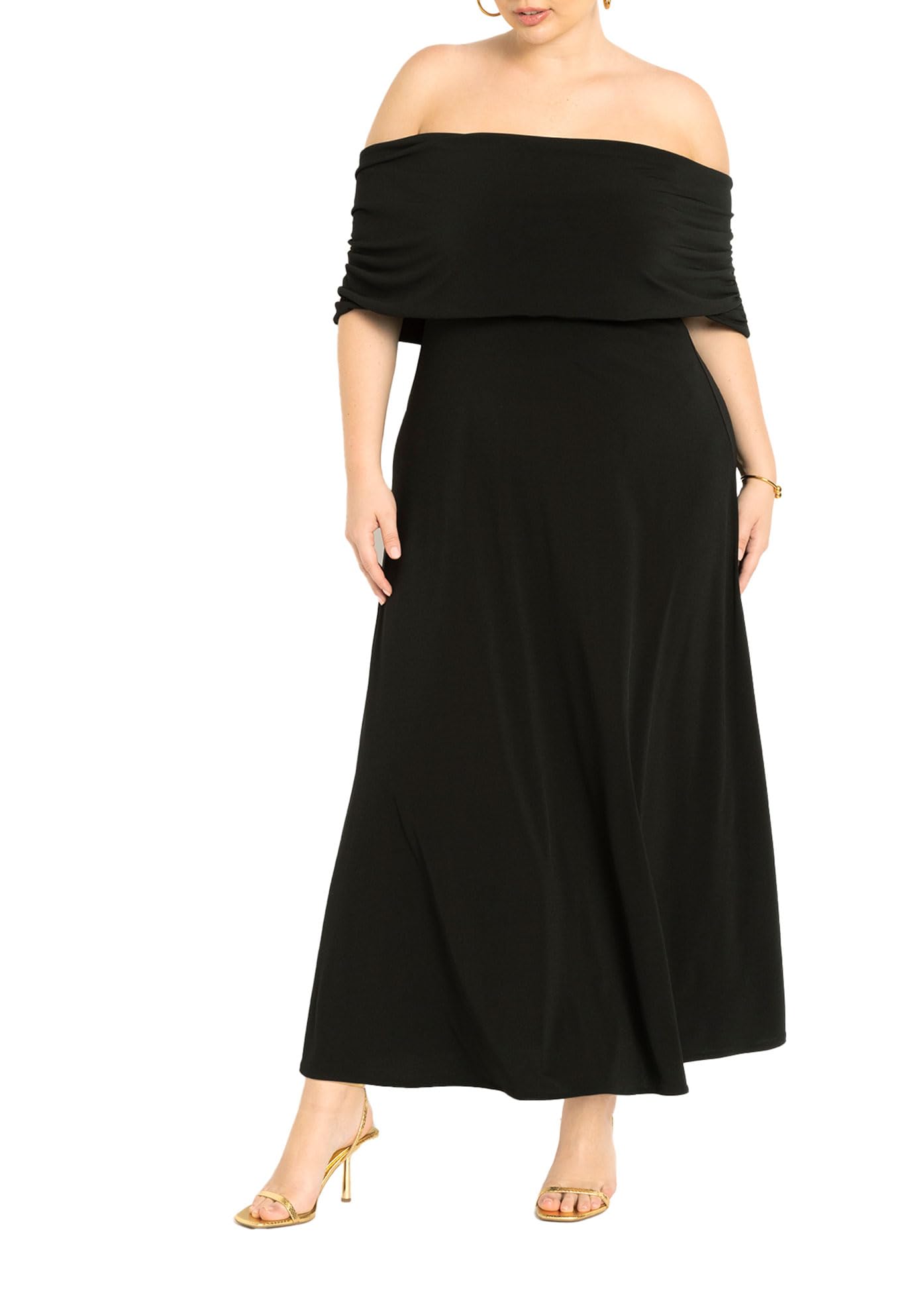 ELOQUII Women's Plus Size Off The Shoulder Maxi Dress