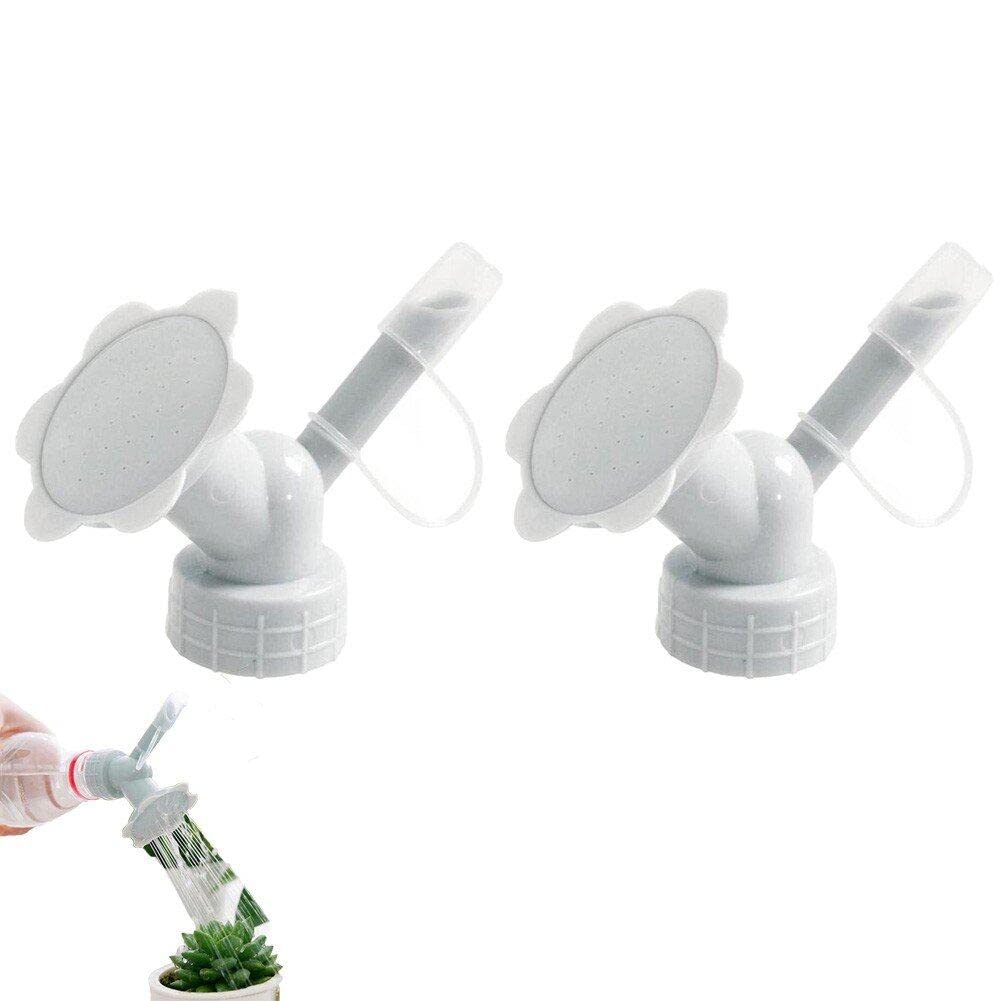Dinntty Grey Waterer Sprinkler Dual Head Bottle Watering Spout Plastic Portable Irrigation Nozzle For Home Office Garden