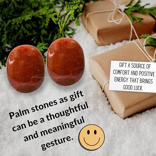 Image of Amazing Gemstone Red Jasper Crystals and Healing Stones - Large Palm Stone Crystals Piedra - Crystal for Good Luck, Balanced Positive Energy, Meditation - Unique Stocking Stuffers and Gifts for Women