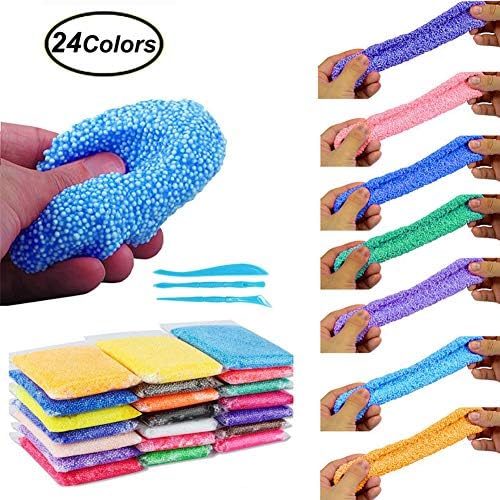 SWZY Fluffy Slime Kit, 24 Colors Snow Mud Fluffy Floam Slime Scented Stress Relief No Borax Kids Clay Toy