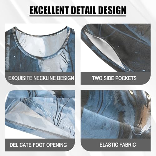 ALAZA Wolf Moon Night Pajamas Set Short Sleeve Cotton Sleepwear Summer Pjs 2 Piece 5-14Y4