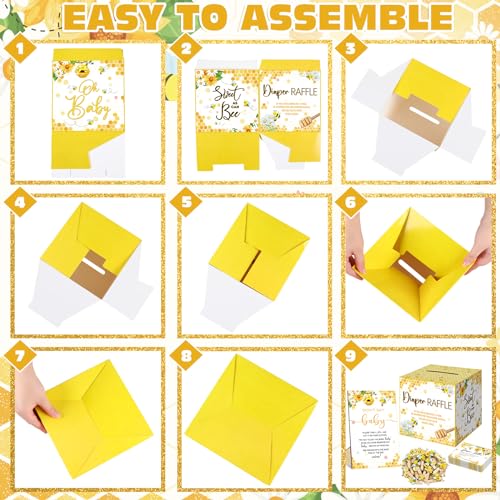 Dispowreath 102 Pcs Baby Shower Game Supplies Diaper Raffle Tickets with Diaper Raffle Card Box Don't Say Baby Sign Mini Clothespin Shower Game Decor for Gender Reveal (Bee) by Dispowreath - Used condition - Image 5