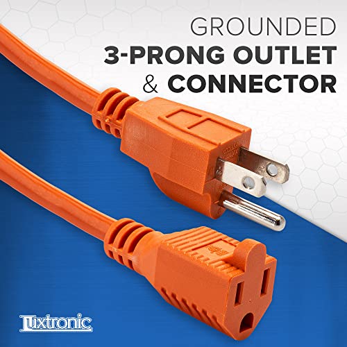 Luxtronic Outdoor Extension Cord - 100 Ft Heavy Duty Power Cable Extension - 3 Prong, Etl Listed, Weather Resistant - Double Insulated, Grounded, 16 Awg/3C, 125V Ac, 13 Amps #TOP4