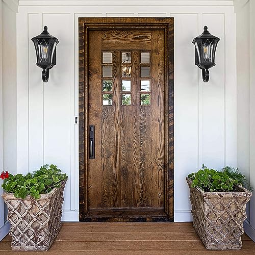 Outdoor Wall Lights, 15"H Black Waterproof Aluminum Exterior Lighting Fixtures for Porch, Yard, Garage, Patio, Entryway, Clear Glass, E26 Base, Hardwired Outside House Wall Mount Lantern Sconce