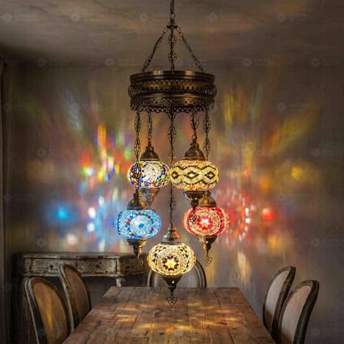 Lustre multicolore ENVA fait main en verre mosaïque turque pour salon élégant