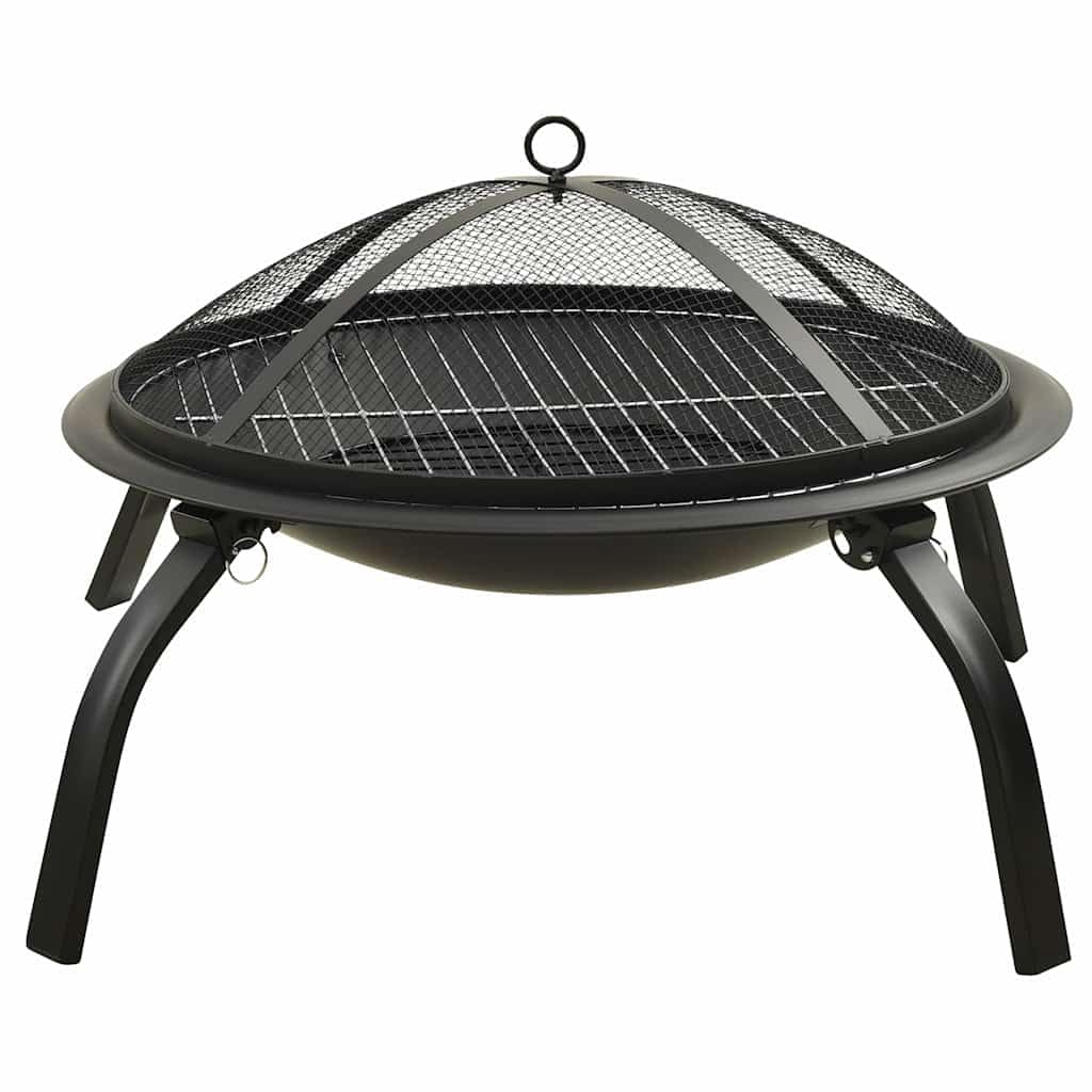 Braciere e barbecue 2 in 1 in acciaio con attizzatoio e protezione dalle scintille, 56 x 56 x 49 cm, per giardino e terrazza, gambe pieghevoli per un facile trasporto e calore accogliente in
