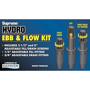 Danner Manufacturing, Inc., Supreme-Hydro Ebb & Flow with 8″ Drain Screen, Black, 49922