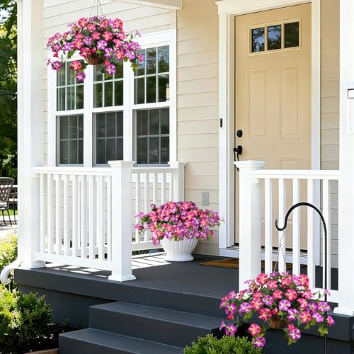 Image of Artificial Petunias 2 Packs UV Resistant, Rose Red & Fuchsia