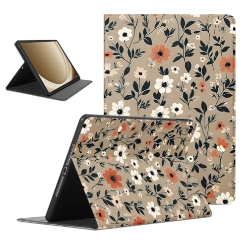 Housse Samsung Galaxy Tab A9+ à motif fleurs blanches pour travailler au bureau ou au café