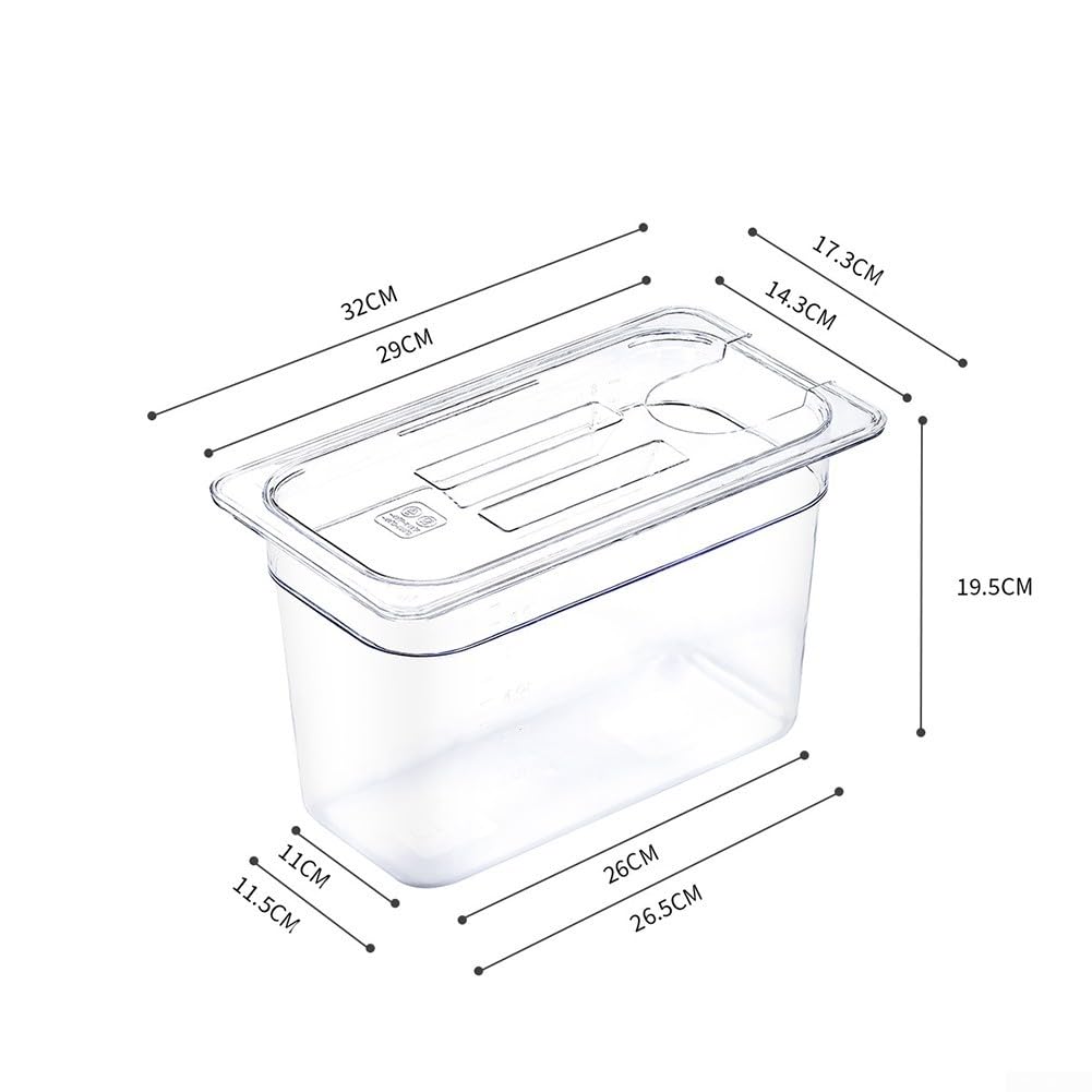 für für sous für vide Behälter 6L Wasserbad Topf Transparent mit Deckel und für griff für Niedrigtemperatur Garen Präzises Kochen Küche(6L)