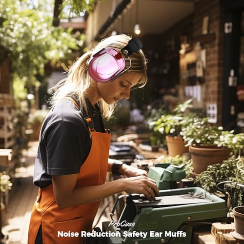 Image of ProCase NRR 28dB Noise Reduction Ear Muffs, Foldable Adjustable Passive Noise Cancelling Headphones for Adults Kids Autism, Hearing Protection for Shooting, Construction, Mowing -Metalic Pink