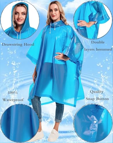 Image of Pivalo EVA Raincoat Poncho 70 GSM with Adjustable Hood Full Sleeves Knee Length Unisex Universal Size Waterproof Reusable Outdoor Rainwear for Bike Riders Men and Women (Pack of 1, Blue)