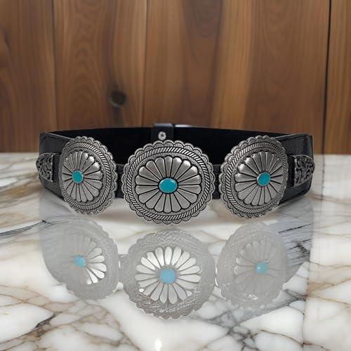 Vintage Turquoises Belt For Women Fashion Carved Oval Buckle PU Leather Waistband For Dress Coat Cowgirls Waist Ornament3