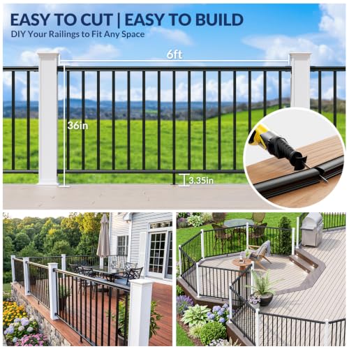 Image of Egadis 1 Pack 36 in x 6 ft Aluminum Porch and Deck Railing Kit Without Post