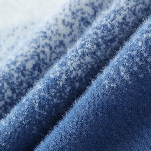 Men's Fuzzy Knit Gradient Sweater Oversized Sweaters Crew Neck Long Sleeve Unisex Casual Tunic Pullover Streetwear2