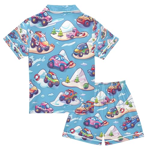senya Vehicles and Highlands Satin Summer Pajama Sets Silk Short Sleeve Button Down Sleepwear2