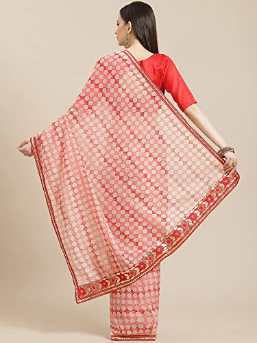 Image of AKHILAM Women's Organza Embroidered Saree With Unstitched Blouse Piece (2VARNI22 Parent)