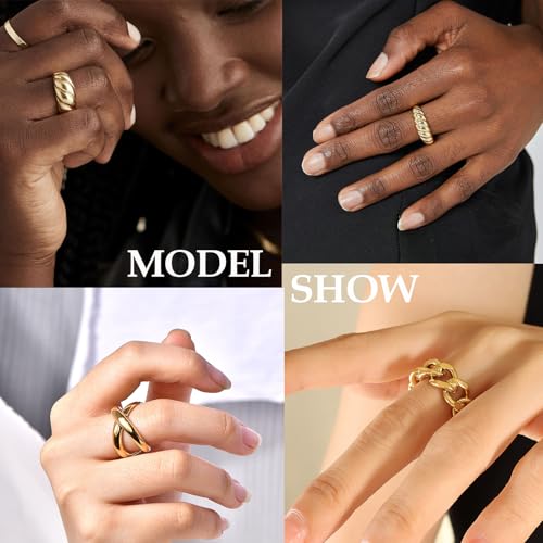 Chunky Gold Stackable Rings Set for Women,Vintage Knuckle Rings Dainty Hollow Carved Joint Finger Midi Rings Pack Adjustable Signet Rings Jewelry Mixed Size4