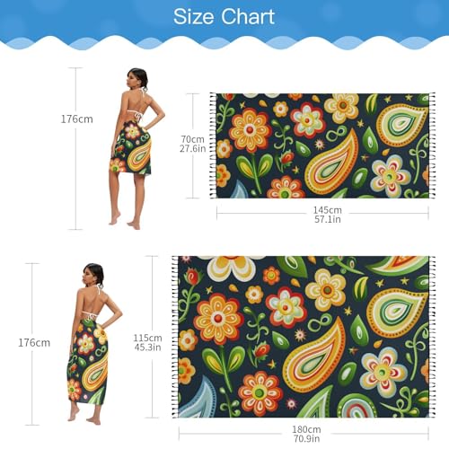 Cartoon Childish Paisley Pattern Pattern Olive Cover Up Dress Junior Soft Cover Ups For Swimwear Beach Dresses 45x70in4