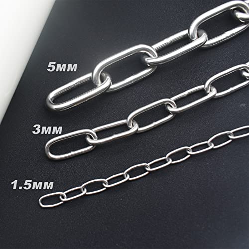 Bytiyar FY-SLC-01 2 Pcs Stainless Steel Safety Chains 20In (L) X 0.12In (T) Long Link Chain Rings Light Duty Coil Chain thumb #2
