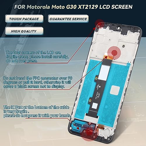 RongZy For Motorola Moto G30 XT2129-2 LCD Screen Replacement for Motorola Moto G30 XT2129-2 Touchscreen Digitizer Display with Tools (Black - Image 2