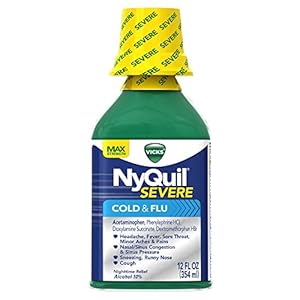 Vicks NyQuil Severe Cold & Flu Relief Original Flavor Liquid 12 Fl Oz (Pack of 6)