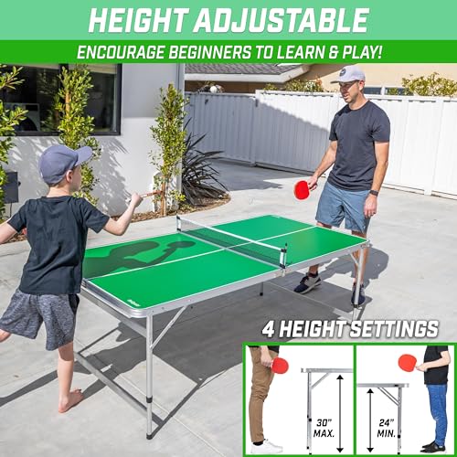 Gosports PP-TABLE-6X3-CLASSIC-GREEN 6 X 3 Ft Mid-Size Table Tennis Table Set thumb #3