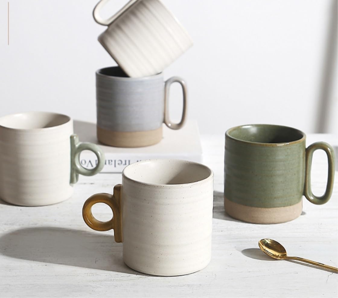 Taza de Café de Té Tazas Taza De Cerámica Con Mango Personalizado Taza Para Beber En La Oficina 400ML Taza De Desayuno De Gran Capacidad Para Café Con Leche para té de la tarde(A)