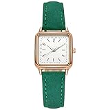 4. Riemenlänge: 23,5 cm Damen-Luxus-Design-Uhr Leuchtende Handaufzug-Lederuhr (Green, One Size)
