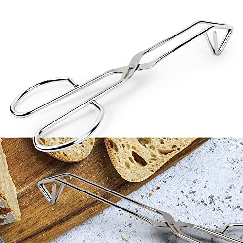 UPIT Kitchen Triangle Tongs for Cooking, Heavy Duty Stainless Steel Scissor-Shaped Serrated Serving Plier for Barbeque, Vegetable, Fruits, Food, Multipurposed, 9 inches
