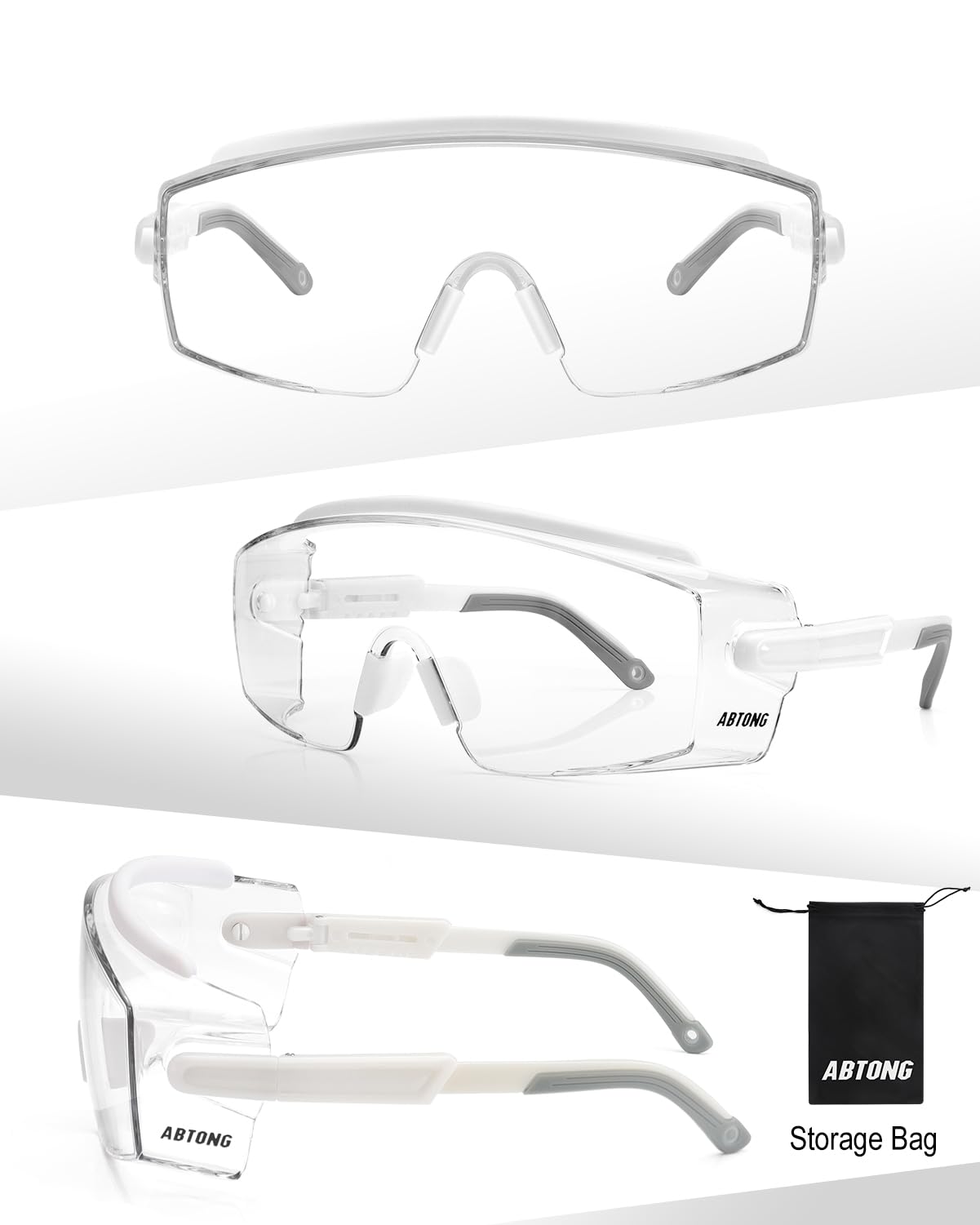Anteojos de seguridad antivaho, ANSI Z87.1 anteojos de seguridad con lente envolvente transparente y patillas ajustables