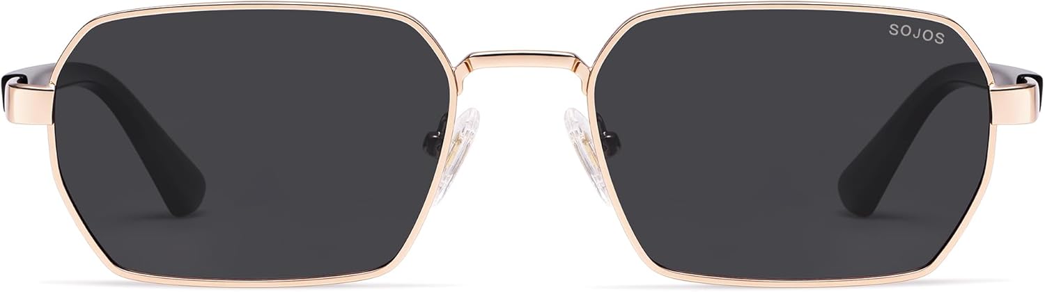 SOJOS Retro Rectangle Polarized 90s Sunglasses for Women Men,Trendy Narrow Hexagon Square Shades SJ1270 - Image 4