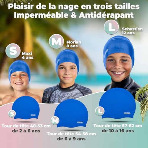 KIDVERSE Bonnet de Bain Enfant Silicone - Bonnet Piscine Garcon imperméable – vue 2